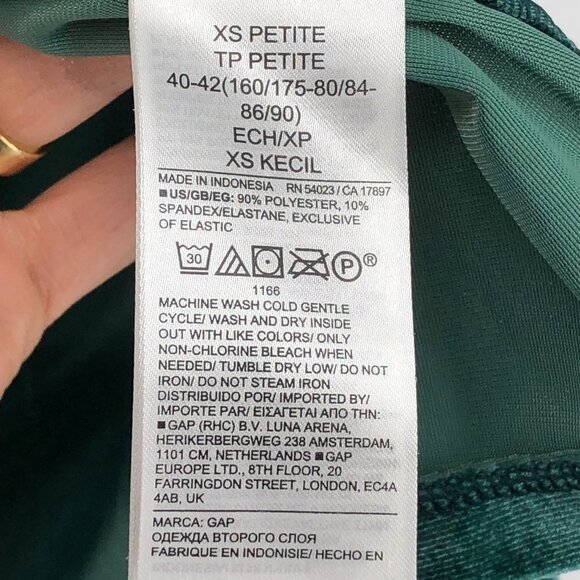 GAP Forest Green Smocked Velvet Long Sleeve Mini Dress Size  XSP - Picture 9 of 13